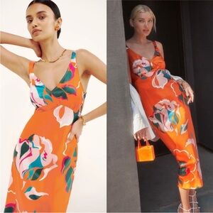 NEW NWT Reformation Daytona Floral Print Slinky Silk Midi Dress
